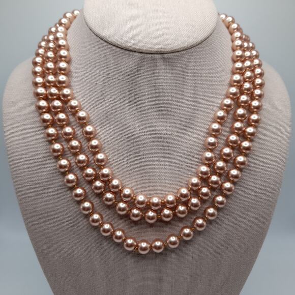 Vintage Faux Pearl Long Necklace, No Clasp, 58 Inches, Hand-knotted - Picture 11 of 11